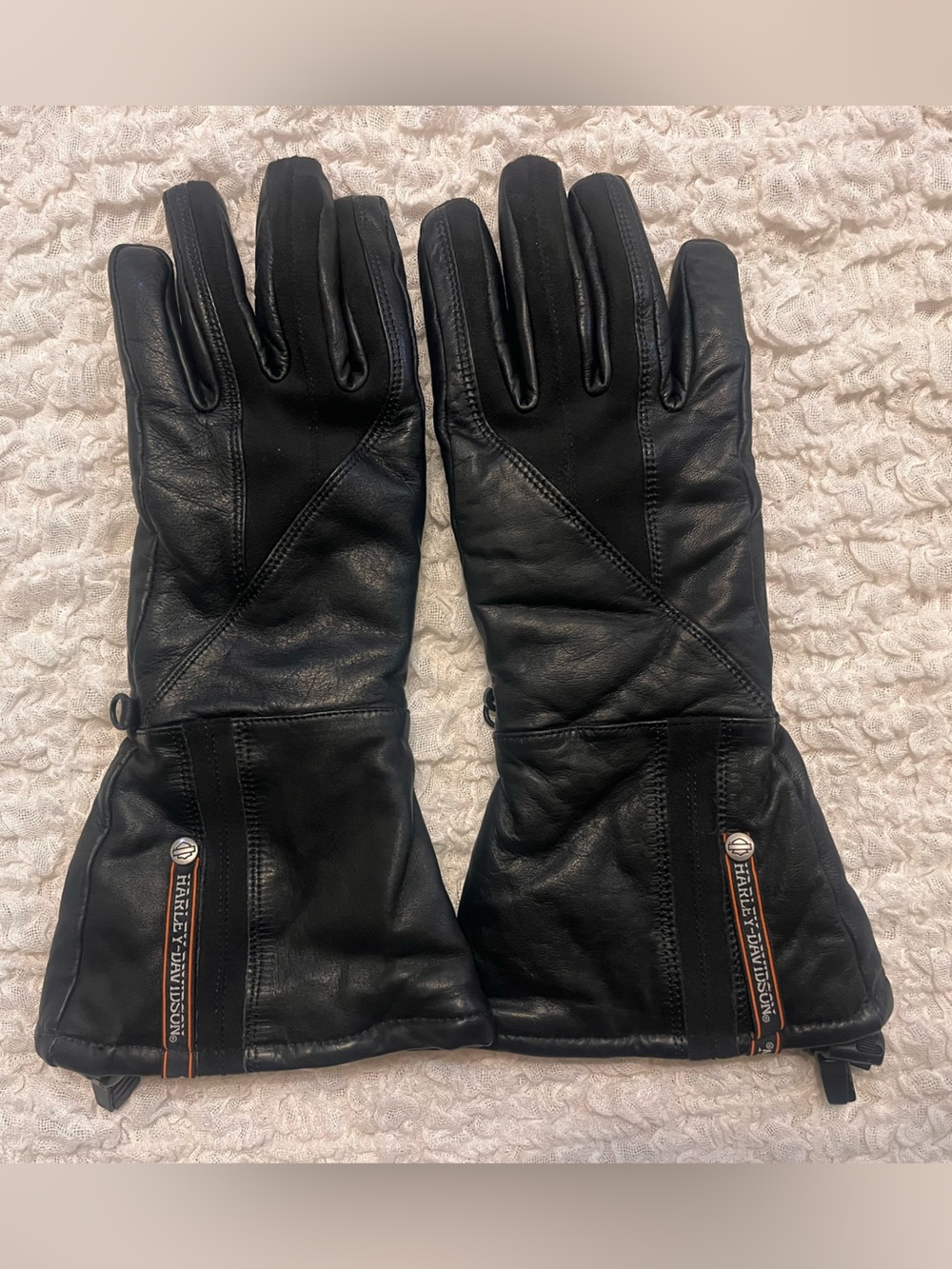 Harley-Davidson Gage Gauntlet Black Leather Riding Gloves